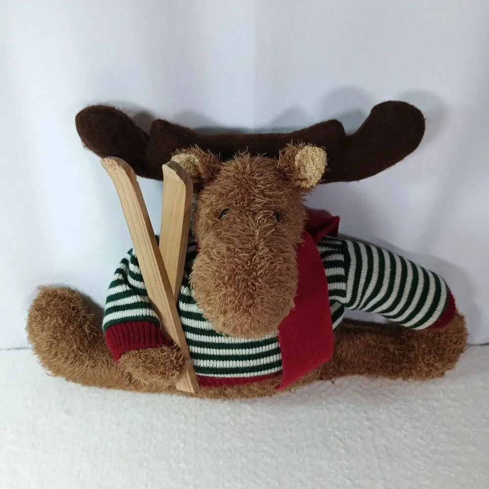 Moose Shelf Sitter/Door Stop with Skis Striped Sweater 2003 Target Holiday Decor
